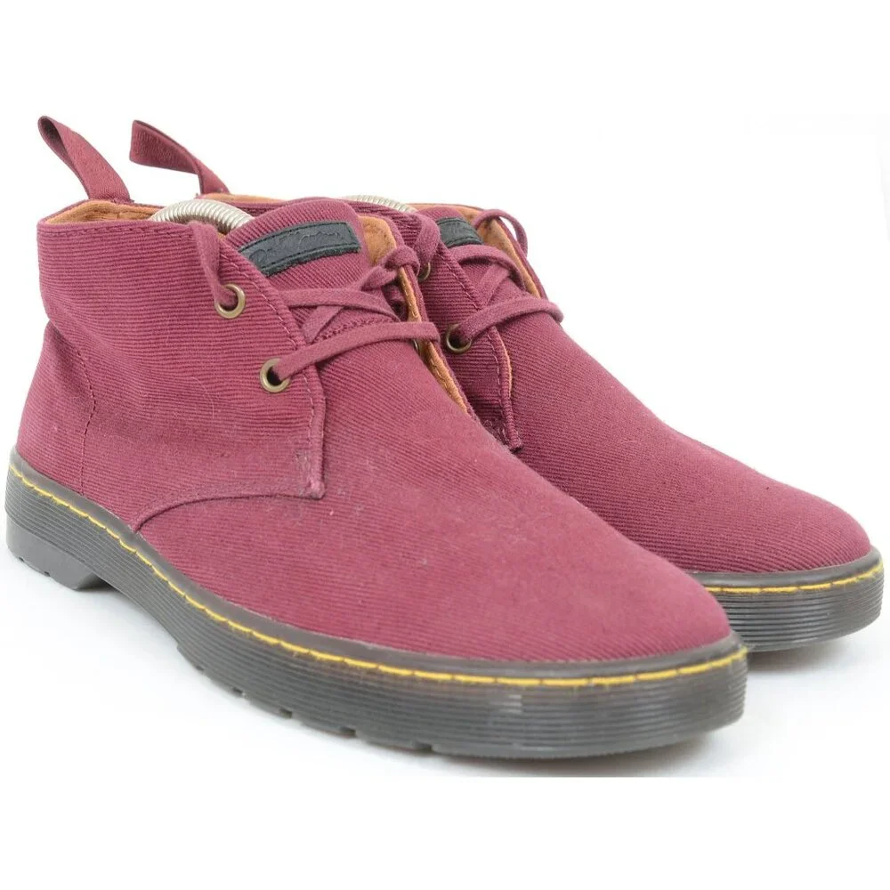 Dr. Martens Men's 9 WMNS 10 Mayport Overdyed Twill Canvas Lace Low Boots Oxblood
